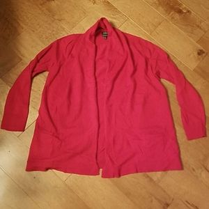 XL Talbots red merino wool open cardigan